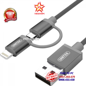 CÁP USB 2.0 -> LIGHTNING + MICRO USB UNITEK (Y-C 4031GY / RG / SL)