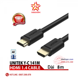 Cáp HDMI Unitek chính hãng cao cấp 1.4 (8m) (Y-C 141M)