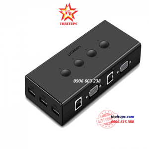 KVM Switch - Bộ Kết Nối 4 CPU Dùng Chung 1 Màn Hình VGA và 3 Cổng USB Cao Cấp Ugreen 50280