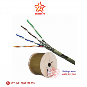 Cáp mạng Dintek CAT.6A S/FTP (1105-06027, 305 mét/cuộn) bọc nhôm chống nhiễu từng đôi, bọc lưới nhôm bên ngoài.