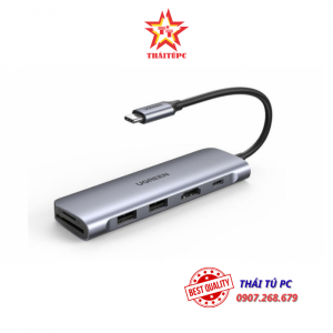 BỘ CHUYỂN TYPE C UGREEN 20954, HỖ TRỢ HDMI 4K@60HZ + USB + LAN GIGABIT + SD/ TF – HÀNG CHÍNH HÃNG