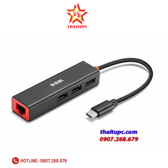 Cable Type-C -> Lan 10/100 +3 P USB(3.0) SSK SHU-C535 Cable Type-C -> Lan 10/100 +3 P USB(3.0) SSK SHU-C535
