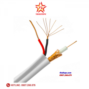 Cáp camera + dây nguồn Watashi RG6+2C WCP 084 100m (trắng/đen)