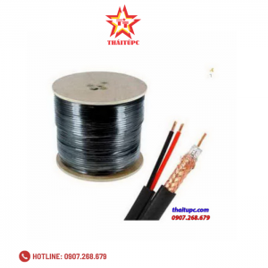 Cáp camera + dây nguồn Watashi RG6+2C WCP 043 300m (đen)