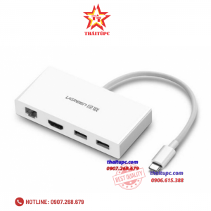 Cáp USB Type-C To HDMI + LAN + USB 3.0 Ugreen (40377)
