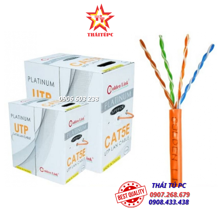 CÁP MẠNG GOLDEN LINK PLATINUM UTP CAT 5E – MÀU CAM TW1101-1 (MADE IN TAIWAN) (GL010002) CÁP MẠNG GOLDEN LINK PLATINUM UTP CAT 5E – MÀU CAM TW1101-1 (MADE IN TAIWAN) (GL010002)