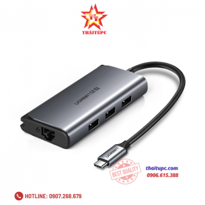 Cáp USB Type c to Lan, USB 3.0 hỗ trợ sạc USB C Ugreen 50252 chính hãng