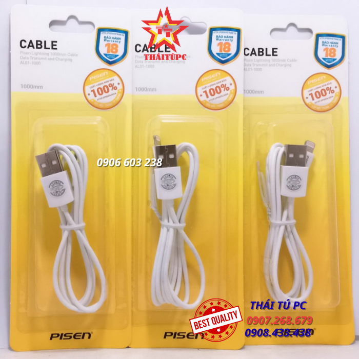 CÁP SẠC ĐIỆN THOẠI PISEN CABLE LIGHTNING FAST 1000MM - PSC0018 CÁP SẠC ĐIỆN THOẠI PISEN CABLE LIGHTNING FAST 1000MM - PSC0018