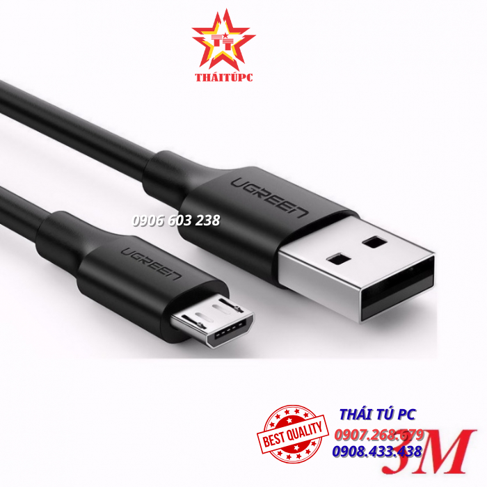 CÁP SẠC MICRO USB 2.0 UGREEN 60827 DÀI 3M MÀU ĐEN CÁP SẠC MICRO USB 2.0 UGREEN 60827 DÀI 3M MÀU ĐEN