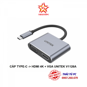 BỘ CHUYỂN ĐỔI USB-C SANG HDMI + VGA 4K 60HZ UNITEK V1126A