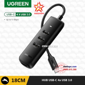 HUB USB TYPE C RA 4 CỔNG USB 3.0 A CAO CẤP UGREEN 10916 CHÍNH HÃNG CM416 DÂY 25CM