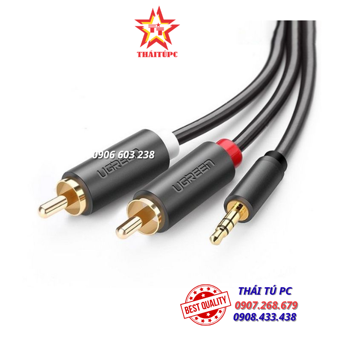 CÁP ÂM THANH 3.5MM SANG 2RCA TRUYỀN ÂM THANH DÀI 15M UGREEN 60834 CAO CẤP CÁP ÂM THANH 3.5MM SANG 2RCA TRUYỀN ÂM THANH DÀI 15M UGREEN 60834 CAO CẤP