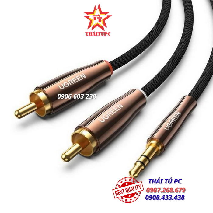 CÁP ÂM THANH 3.5MM RA 2 RCA DÀI 3M CAO CẤP UGREEN 80848 CÁP ÂM THANH 3.5MM RA 2 RCA DÀI 3M CAO CẤP UGREEN 80848