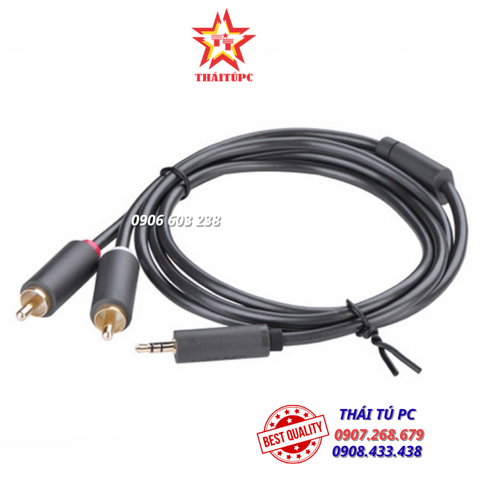 CÁP CHUYỂN 3.5 RA 2 ĐẦU RCA 1M UGREEN 10772 CÁP CHUYỂN 3.5 RA 2 ĐẦU RCA 1M UGREEN 10772