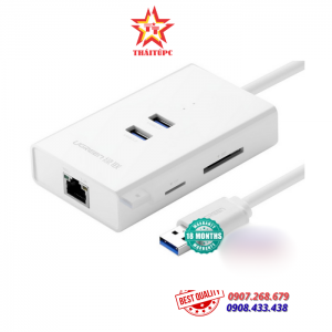 Bộ chia cổng USB 3.0 ra 2 cổng USB - 1 Lan Gigabit USB 3.0 + đầu đọc SD/TF Ugreen 20248 cao cấp