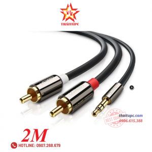 Cáp Audio 3,5mm ra 2 đầu RCA dài 2m Ugreen 10584