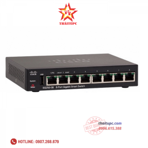 Cisco 8-ports Gigabit (Port 8 with PoE+ power input support) Smart Switch - SG250-08