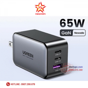 CỦ SẠC NHANH 65W GAN 3 CỔNG USB TYPE-C X2 USB TYPE-A X1 HỖ TRỢ QC4+, PD3.0.. UGREEN 10334 CAO CẤP